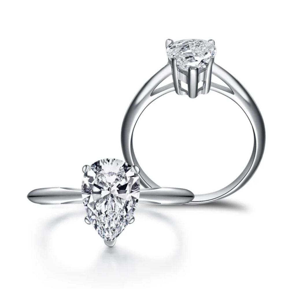 Pear shaped Diamond Ring S6.5 - Picture 2 of 6